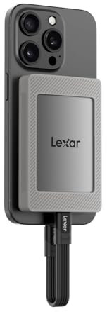 Lexar ES4 Portable SSD with Magnetic Set 1TB, External SSD USB 3.2 Gen 2 up to 1050MB/s Read and 1000MB/s Write compatible with iPhone 15/16, PC & Mac, Type-C Laptops, Tablets, PS5, PS4