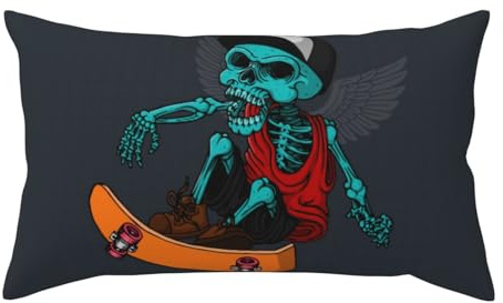 VOSERY Fundas de almohada de microfibra, tamaño king, 50,8 x 91,4 cm, diseño de esqueleto con alas y cremallera, antiarrugas, antimanchas