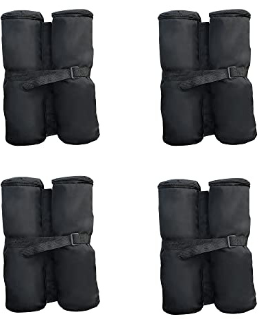 Outsunny Pack 4 Pesos para Carpas Bolsas de Pesos Pesas de Piernas para Cenador Pabellón Gazebo Bolsas de Arena para Exteriores Carga 15kg de Arena por Saco Negro