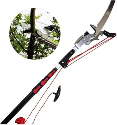 KJZQXYX Podadora de árboles telescópica, Sierra de pértiga Manual, podadora de árboles Extensible con Cuchillos y Bolsillo de Almacenamiento, Hoja de Acero Afilada y Tijeras (One Color 7.2M (24FT))