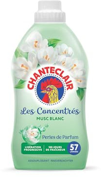 Chanteclair - Assouplissant Linge Concentré Perles de Parfum, Musc Blanc, Fraîcheur très Longue Durée, Libération Progressive Jusqu'à 100 Jours, 57 lavages - 1140 ml