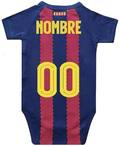 Genérico Body Bebé Barça - F.C.B PERSONALIZABLE | Temporada 23/24 | Diseño azulgrana oficial | Algodón suave y transpirable | Cierres a presión | Ideal para regalo culé (Rojo y Azul, 12 meses)