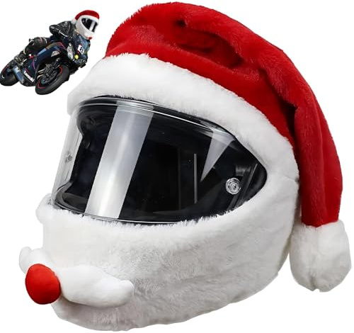 DAJASD Babbo Natale Casco Moto Copertura Casco, Babbo Natale Casco, Copertura Casco, Peluche Universale Cappello di Natale Accessori Per La Maggior Parte Caschi Decoratio per Natale