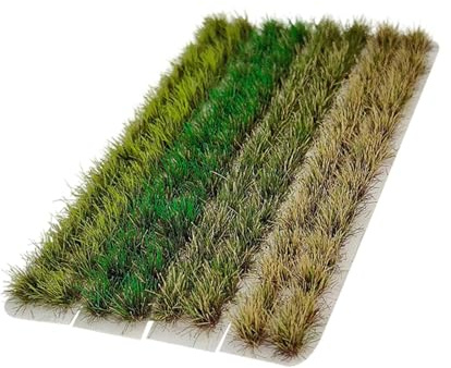TAIZhiChen Kit de Touffes d'Herbe Artificielle, 120 Touffes d'Herbe 8 mm sur Feuille Adhésive, pour Dioramas Réalistes, Décors de Train et Maquettes, Nylon Durable, Échelle Polyvalente, Multi