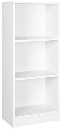 VASAGLE Bücherregal, Regal mit 3 Fächern, Standregal, mit höhenverstellbaren Ablagen, für Wohnzimmer, Kinderzimmer, Büro, 24 x 40 x 93 cm, weiß LBC103W