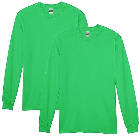 Gildan Men's Heavy Cotton Long Sleeve T-Shirt, Style G5400, 2-Pack, Irish Green, Small