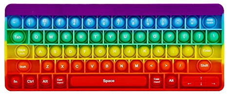 Push Toy Pop Bubble Fidget Sensory Toys Push It Pop Fidget Toys Rainbow Keyboard Shape, Pop Silicone Popper Toy Anxiety Stress Reliever Relief Autism Learning Materials Game Gift for Kids (Rainbow)