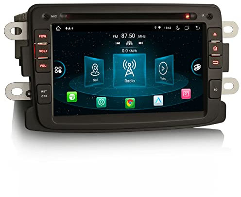 Erisin 8-Kern 4GB RAM+64GB ROM 7 Zoll Android 13.0 Autoradio Mit GPS Navi für Renault Dacia Duster Sandero Dokker Logan Lodgy Captur Unterstützt CarPlay DSP Bluetooth A2DP DVB-T/T2 WiFi DAB+