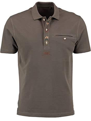 OS Trachten Herren Poloshirt Kurzarm Jagdshirt mit Polokragen Esoqo, Größe:L, Farbe:dunkelgrün
