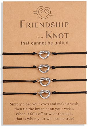 YELUWA 4 Pcs Bracelets Infini Nœud D'amitié Pour Meilleures Amies Bestie Femmes Adolescentes Sœur Bff Demoiselle D'honneur Fille Distance à Jamais Ajustable Cadeau De Fête De Mariage Fait à La Main
