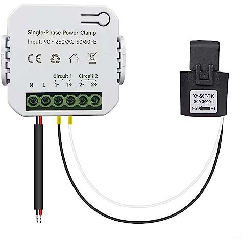 Moniteur d'énergie domestique intelligent WLAN, moniteur/compteur d'électricité en temps réel, comptage solaire/net, fonctionne avec l'application Tuya/Smart Life (moniteur avec 1 capteurs 80 A)