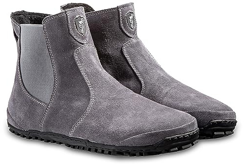 Magical Shoes Bottes Chelsea pour Femme & Homme, Chaussures en Cuir, Chaussures Pieds Nus, Chaussures Fourrées Automne Hiver, Taille 41, Gris, Lupino