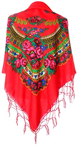 Scarf Wrap Traditional Ukrainian Polish Fringed Floral Neck Head Shawl
