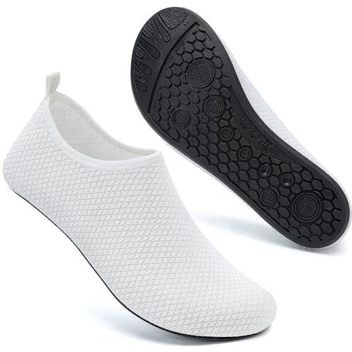 Mabove Swim Water Shoes Socks Barefoot Protecting for Sea Beach Swimming Pool Mens Women Mens(White 174,7.5/8.5 UK,42/43 EU)