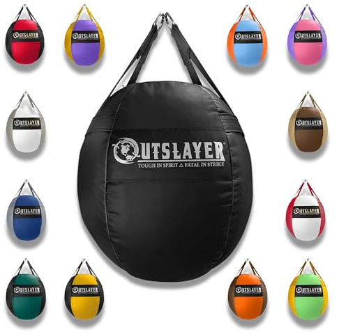 Outslayer 70lb Wrecking Ball Heavy Bag for Boxing and MMA and Muay Thai UNFILLED - Black