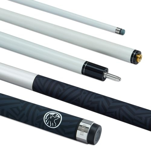 POWERGLIDE Snooker Pool eller biljardkö | Quanta | Kol & glasfiber | Ultra Smooth Glans, Matt Grepp | 2 Stycken 50/50 Gemensamma | 10 mm spets | Full storlek 57 tum | Metallisk vit