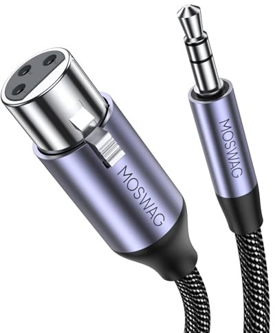 MOSWAG 1M/3.28FT 3.5mm Mini Jack to XLR Cable Balanced, xlr to 1/8 inch microphone cable, XLR 3 pin Female Jack Mic Microphone to 3.5mm Audio Cable Connector Compatible with Computer