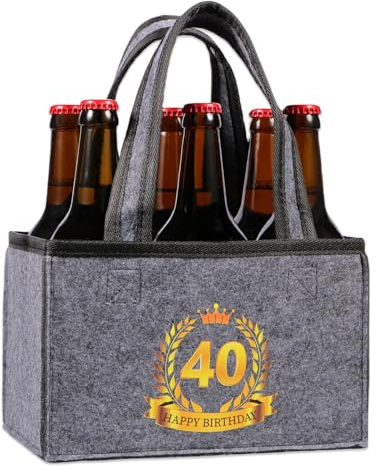 Anicy Regalo 40 Años Hombre, Regalo Cumpleaños Hombre, Divertidos Cerveza Regalos Fieltro Portabotellas