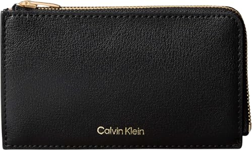 Calvin Klein Tarjetero Mujer Logo Cardcase con Cremallera, Negro (Black/Toasted Coconut), Talla Única