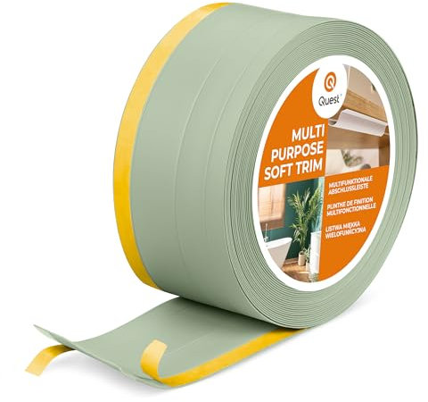 Quest 4en1 Plinthe de finition, Plinthe Souple Adhésive, Moulure Flexible, Multifonction - Largeur 120 mm - Multifonctionnelle, Résistante aux UV - Vert clair, 5 Mètres