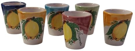 Generico bicchierini liquore limoncello in ceramica made in italy fatti a mano sorrento 6 pezzi