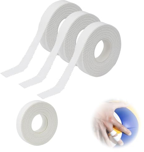 DULZEN 3 Rollos Cinta Adhesiva Deportiva 1.25cm x 10m Blanca Tape Vendaje Deportivo Sport Tape Hipoalergénica Para Vendaje Adhesivo Deportivo, Para Escalada, Vóleibol, Boxeo, De Dedos