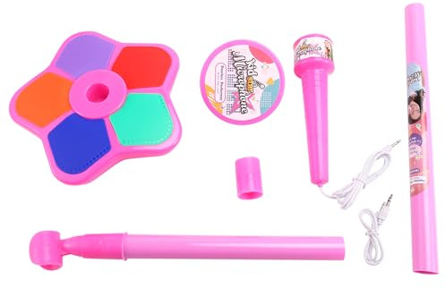 Eieenotee Kids Microphone with Light Stand Toy,Height-Adjustable Microphone,Brain-Training Educational Toys Birthday Gift Pink
