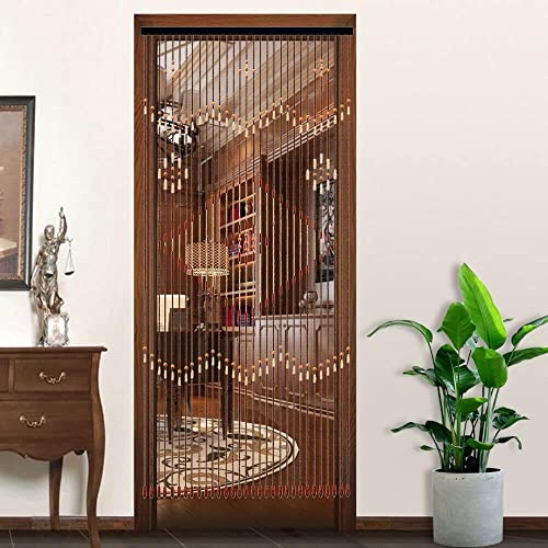 DUOSAMY Cortina de bambú para puerta, 90 x 208 cm, cortina de hilos de madera natural, cortina de perlas, separador de ambientes, protección contra insectos, cortina de perlas de madera, cortinas