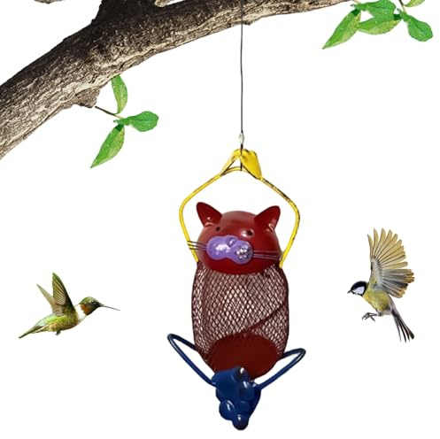 DAWCBVJQ Distributeur de Nourriture pour Oiseaux - Station de Nourrissage Très Robuste en Forme de Chat,Mangeoire Extérieur Anti-Écureuil avec Crochet,pour Observation de la Faune au Jardin et à la
