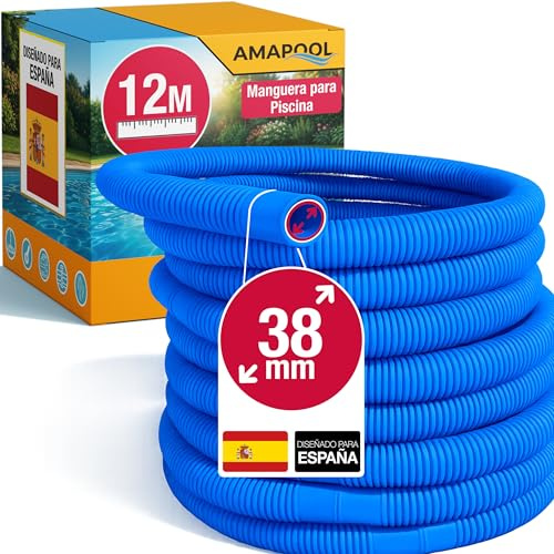 Amapool Poolslang 38mm 12m Blå - Flexibel Sugslang & Pumpslang för