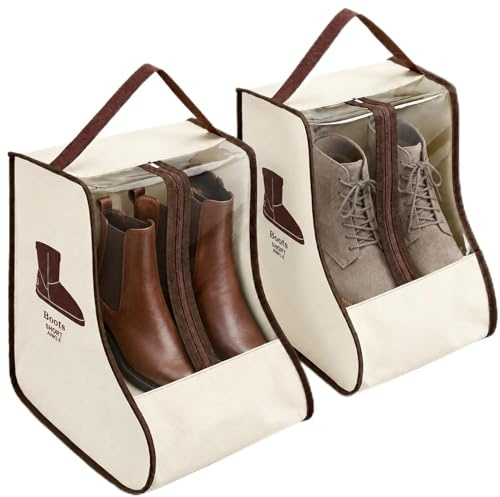 2 PCS Boots Storage for Travel and Daily Use | Portable Welly Boot Bag with Handle, Waterproof Boot Storage Box under the Bed,Wardrobe and Shoe Cabinet