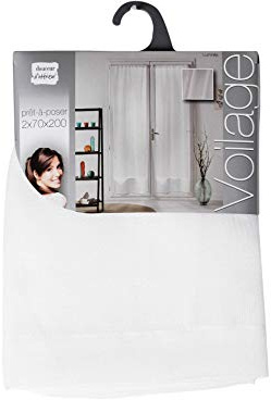 Douceur d'Intérieur, Paire Droite Passe-Tringle (2 x 70 x 200 cm) Luminea Blanc, Luminette Unie