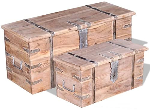vidaXL 2-tlg. Aufbewahrungstruhen-Set Holztruhe Couchtisch Beistelltisch Akazien