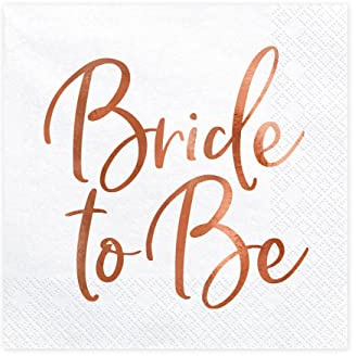 Servetter Bride to Be 20 stycken 33 x 33 cm 1/4 vikta 3-lagers pappersservetter kvinnor JGA vit roséguld/servetter för brud, bröllopsfest – bride To Be – roséguld 33 x 33 cm
