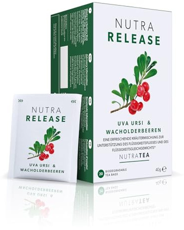 Nutra Tea NUTRARELEASE, Blasen und Nierentee für natürliche Entwässerung, Harntee ideal bei Blasenentzündung, Blasentee, 60 wiederverwendbare Teebeutel, Krätuertee mit Bärentraube & Brennnessel