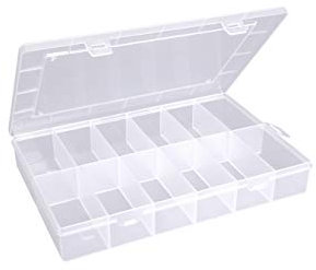 hünersdorff Sortimentskasten PP-Eco mit 12 Fächern | stabile Sortierbox für Schrauben und andere Kleinteile | feste Facheinteilung | 23,3 x 33,9 x 5,8 cm, transparent