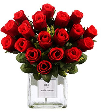 Larber 18 Stück Künstliche Blumenköpfe Blütenköpfe Kunst Blumen Rosen Köpfe für Hochzeit Party Deko DIY (Ø 4cm, Rot)