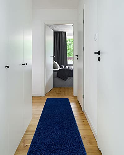 rugsx Teppich, Läufer SOFFI Shaggy 5cm; in die Küche, Halle, Korridor, dunkelblau 70x250 cm