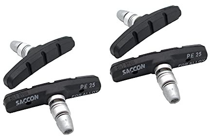 P4B | 2 Paar V-Brake Bremsschuhe für E-Bike | 70 mm | Für alle Witterungen | Symmetrisch | Mit Bolzen, mit Gewinde und Befestigungsteile