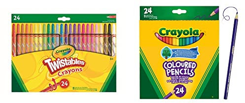 CRAYOLA Twistables Colouring Crayons - Assorted Colours | Simply Twist for More Colouring Fun | Ideal for Kids Aged 3+ & Colouring Pencils - Assorted Colours | Ideal for Kids Aged 3+