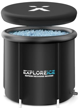 Explore Ice Bath Tub for Athletes [Improved Model] - Extra Large Cold Tub, Premium Cold Plunge Tub Outdoor, Portable Ice Bath, Ice Barrel Cold Therapy Bath - Pro Max (Stealth Black)