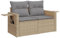 vidaXL Gartensofa mit Kissen 2-Sitzer, Sofa mit klappbaren Ablagen, Terrassensofa mit abnehmbarem waschbarem Bezug, Gartenmöbel Terrassenmöbel, Beige Poly Rattan