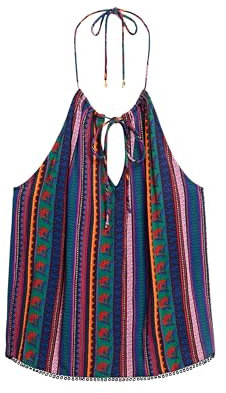 Superdry Damen Strandoberteil mit Nackenträger und Print Vera Gestreift 40