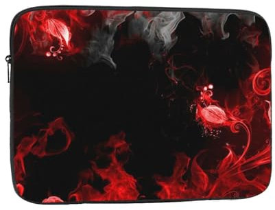Red Black White Abstract Printed Laptop Sleeve For 17 Inch Laptop, Shockproof Oxford Fabric Laptop Protective Case Laptop Bag