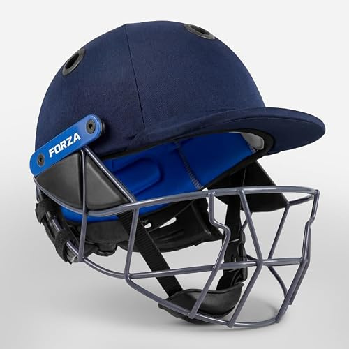 FORZA Pro STL Casque de cricket réglable de qualité professionnelle pour joueurs juniors, jeunes et seniors | 3 tailles | 4 options de couleur (bleu marine, taille M (56-59 cm)