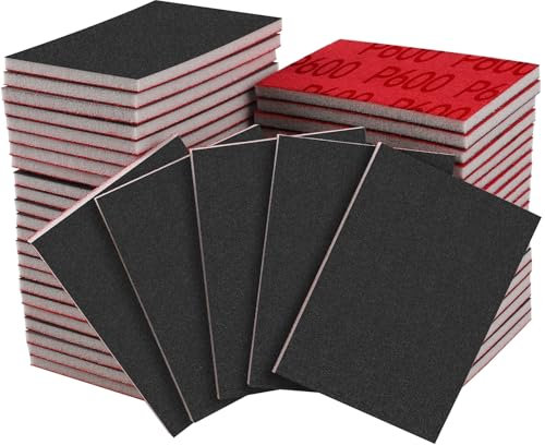 Shineboc 20 Pezzi Spugne Abrasive,Grane 600,Tamponi Abrasivi per Legno, Cartongesso, Metallo, Vernice, Riparazione Carrozzeria Auto