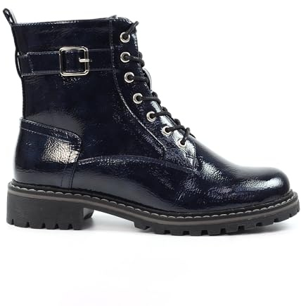 Lunar Parlour Navy Patent Ankle Boot