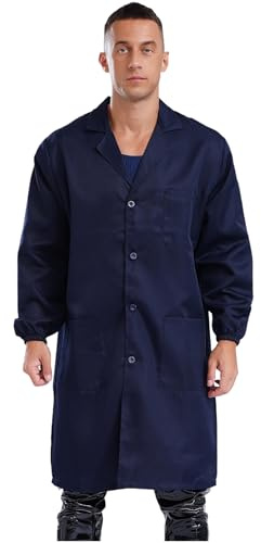 Yihuimin Homme Veste de Travail Manche Longue Blouse de Travail Adulte Vêtements de Travails Blouse d'Atelier Chantier Laboratoire Industrie S-3XL Bleu marine 180