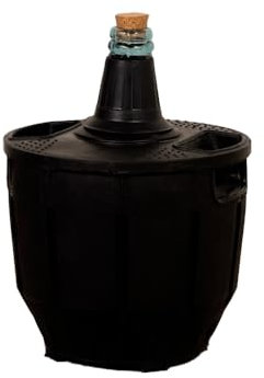 Damajuana de vidrio de boca estrecha con funda de plástico negro | Garrafa de vidrio con tapón en diferentes tamaños para almacenar agua, vino, bebidas, etc. (8L)