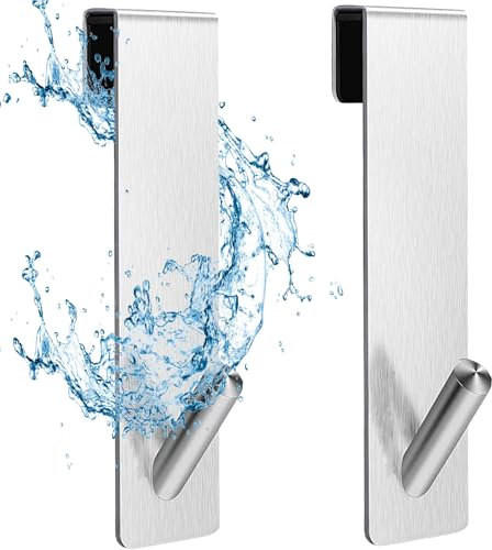 Foanlerck Gancio migliorato per doccia in acciaio inox, senza foratura, per parete in vetro, 17,8 cm, con tappetino protettivo, porta asciugamani, doccia in vetro, accessorio per doccia, durevole, 2